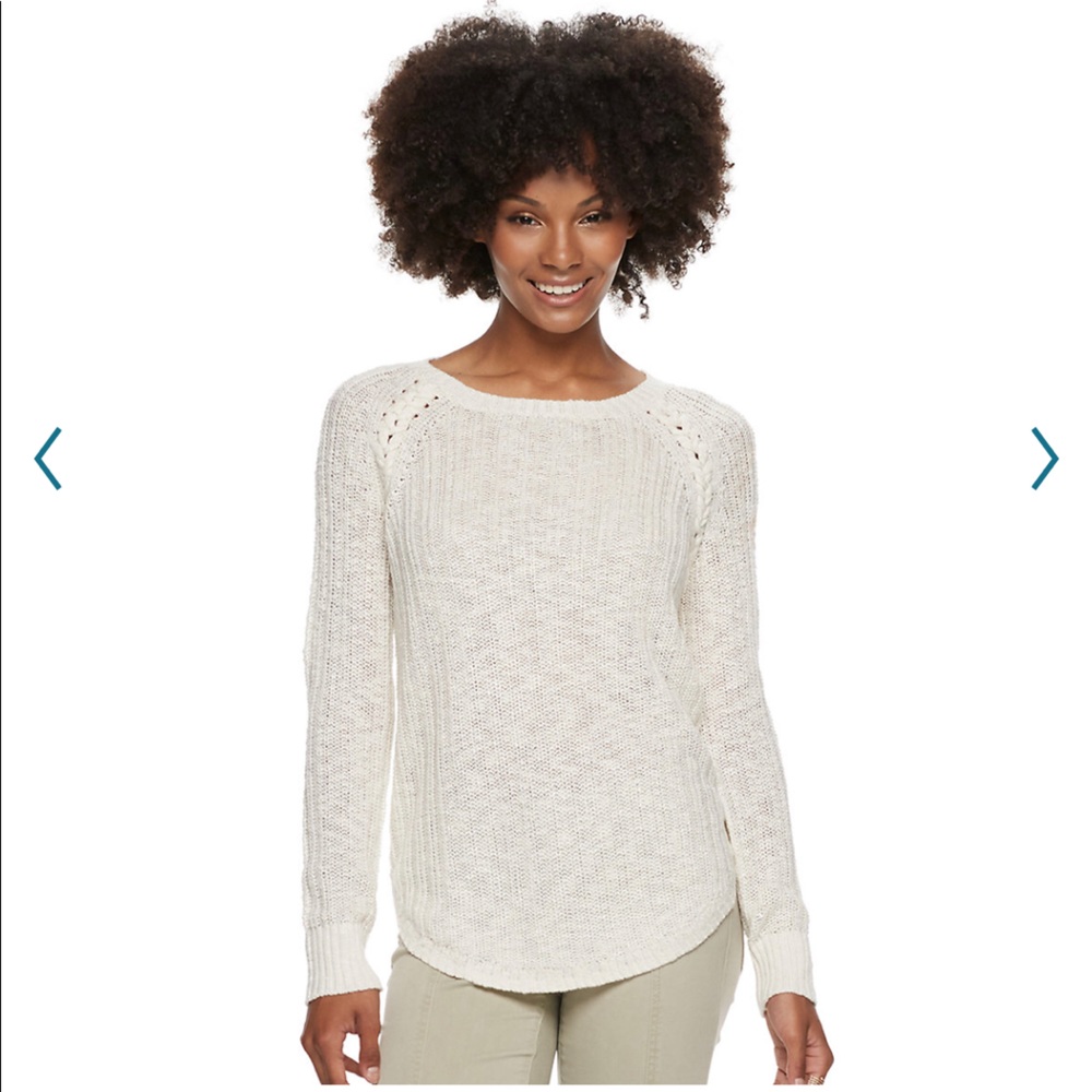 Pink Republic Braided Pullover Sweater Small White New NWT